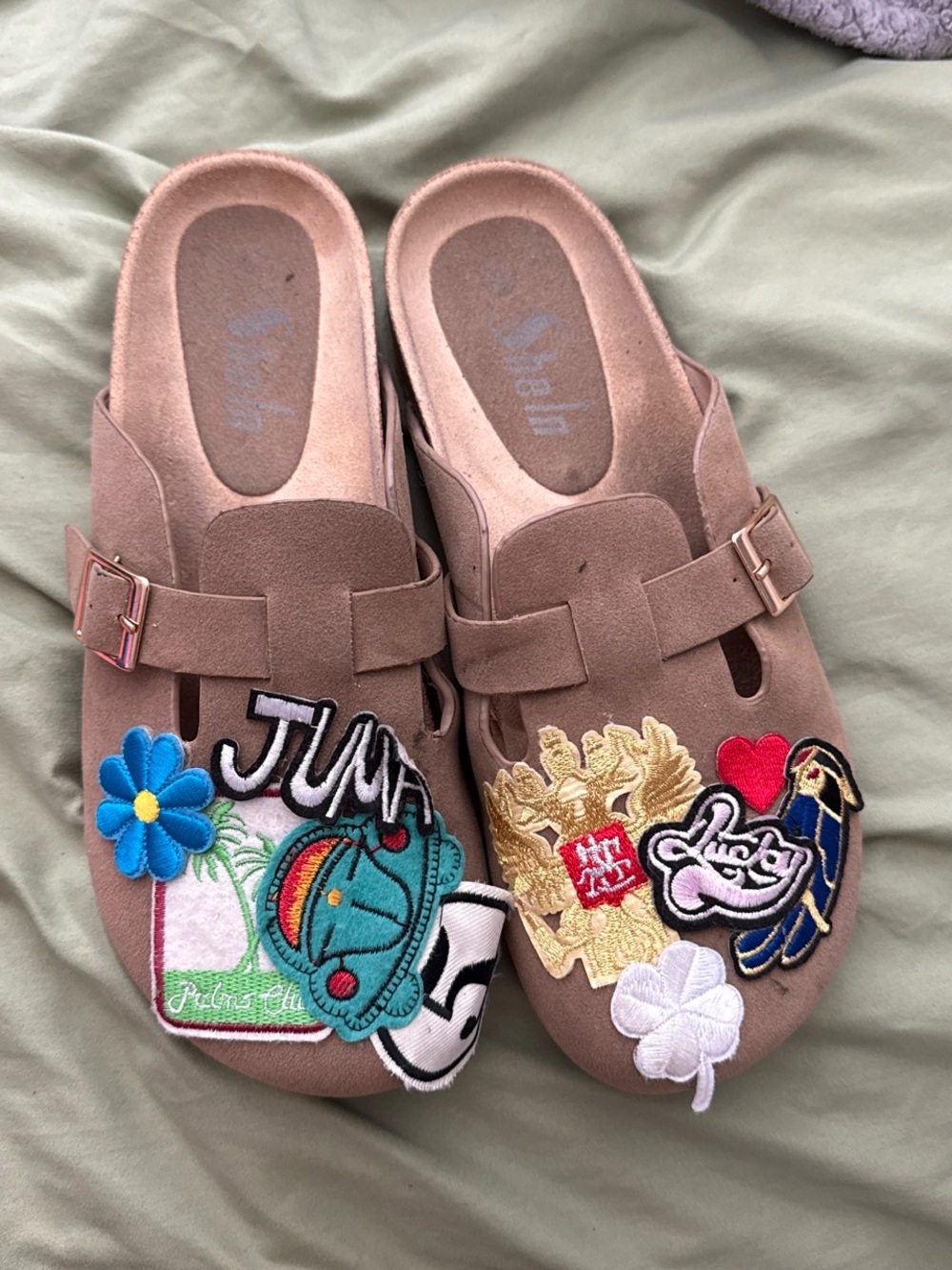 Unbranded Kids' Pink Suede Patch Slip-On Clogs